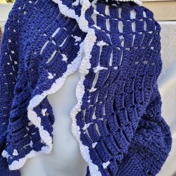 Vintage Handmade Crochet‎ shawl collar sweater OSFM - Picture 10 of 10